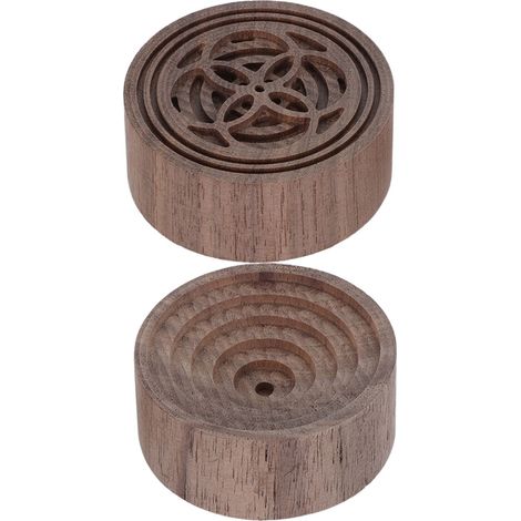 Paquete de dos difusores de aromaterapia redondos de madera de nogal, ideales para el hogar y la oficina.
