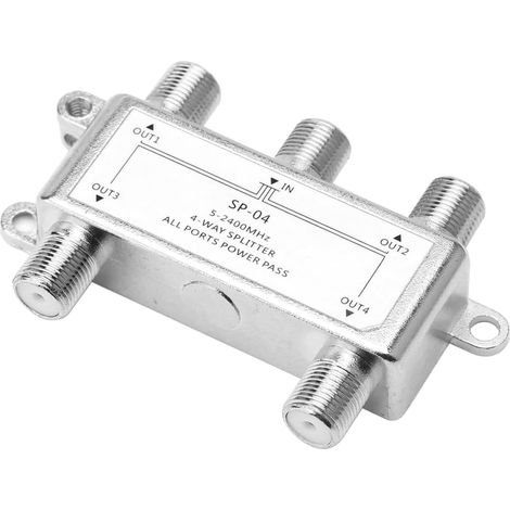 Diviseur de Puissance, Une entrée et Quatre Sorties, répartiteur 4 Voies 5-2400 MHz amplificateur Satellite pour TV et Radio, Ukw, DC Passage (1/5)