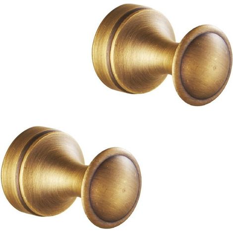 Crochets Ganci en Laiton, Muro Antico Montato in Ottone Bagno Asciugamano Ganci 2Pack Laiton Antique (1/5)