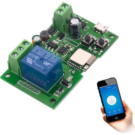 WiFi jog relay interrupteur de verrouillage instantané/automatique module de bricolage, domotique intelligente APP contrôle, compatible Assistant/IFTTT (ST-DC1) (1/5)