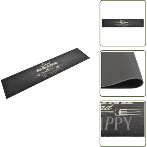 Küchenteppich Waschbar Küche Schwarz 60x300 cm Samt - Küchenläufer - Samt - PVC - Rutschfest - Maschinenwäsche (1/5)