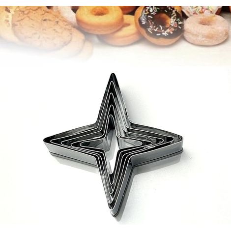 Lot de 5 Emporte-Pièces, Moules à Biscuits, Emporte Piece en Acier, Mini Emporte-Pièces en Forme pour Enfants (Étoile à quatre branches) (1/5)