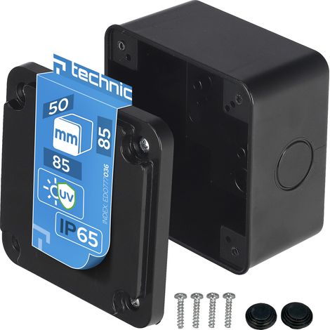 Boîte de dérivation étanche saillie 85x85x50 mm IP65 noir avec 2 presse-étoupes - Edo Technic (1/5)