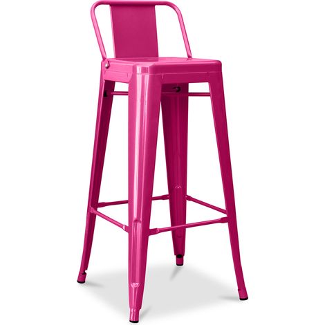 Barhocker mit Rückenlehne - Industriedesign - 76cm - New Edition - Stylix Fuchsia