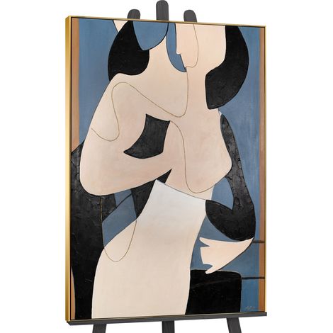 Gemälde Gestreifte Symphonie Rahmen Eichefarben 120x80 cm (1/4)