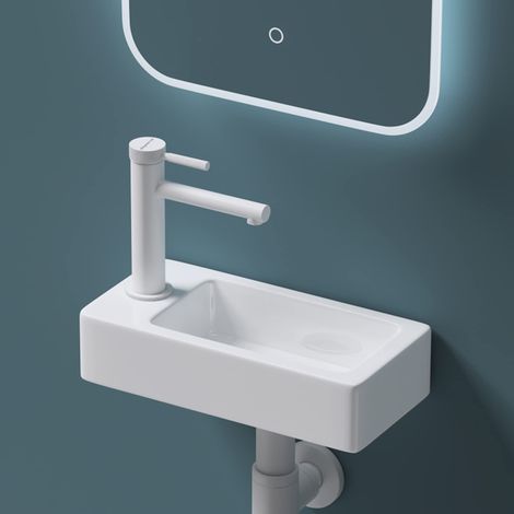 Mai & Mai Waschbecken Gäste-WC Hängewaschbecken aus Keramik in weiß mit Nano-Beschichtung Brüssel3053R