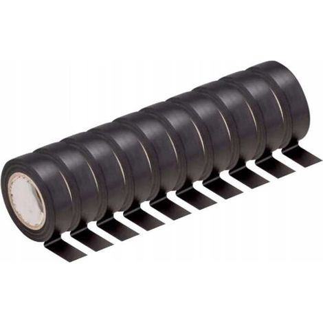 Cinta aislante de PVC de 10x10 m, color negro (10 unidades)