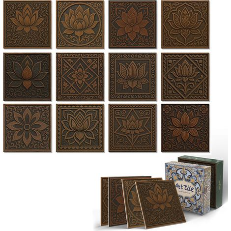 12 Stickers Carrelage 15x15cm Retro Mediterranee A (1/5)