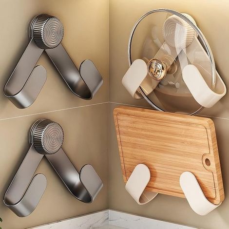 Filiyano-Lot de 4 supports pour couvercles de casseroles avec ventouses - Bras rotatifs réglables - Sans perçage - Pour couvercles de casseroles de 15 (1/5)
