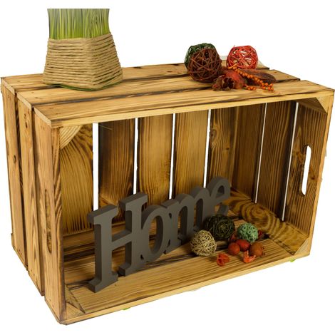 Holzkiste Elfriede geflammt 54 x 35 x 30 cm – gehobelt, naturbelassen – Dekokiste, Aufbewahrungskiste, Regal- und Geschenkbox aus Holz (1/5)