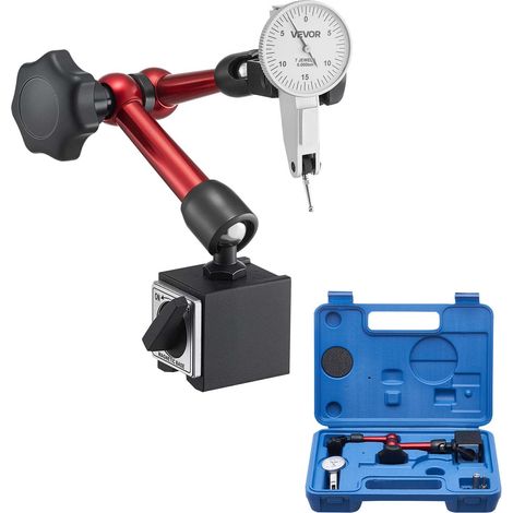 Indicateur de test à cadran avec base magnétique universelle et étui de rangement, comparateur à cadran, précision 0,01 mm, plage de 0 à 0,76 mm, poignée à microbilles, pour usinage industriel (1/5)