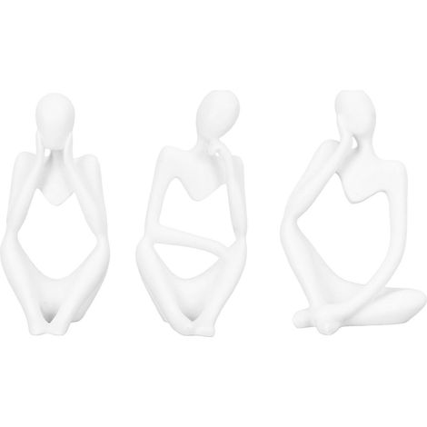 Statue du Penseur en Résine Blanche - Sculpture Abstraite 3 Pièces pour Décor Bureau ou Table (1/5)