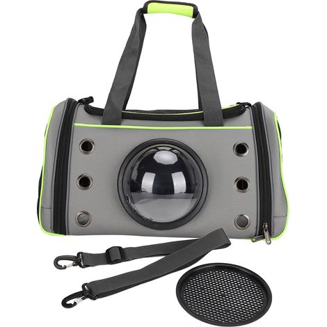 Sac de transport portable pliable pour chien et chat, respirant, voyage, capsule spatiale transparente, astronaute, extérieur, petit sac à dos pour animal de compagnie, vert clair L (1/5)