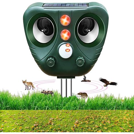 Répulsif ultrasonique de renard, répulsif solaire de chat, répulsif imperméable d'écharpe d'animal de jardin, détecteur de mouvement LED Flash pour le jardin, le chat, le chien, la souris, le renard, (1/5)