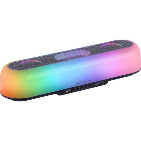 Mars Gaming MSB-ORB, Tragbarer Lautsprecher und Soundbar 20W, Orbilight RGB 360, Triple Treiber, Bluetooth 5.3/MicroSD/AUX/FM, Schwarz