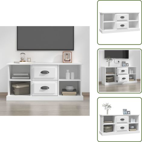 Meuble TV blanc 99,5x35,5x48 cm bois d'ingénierie - Meubles Tv - Meuble Tv - Support Tv - Unité Tv - Meuble Salle Séjour (1/5)