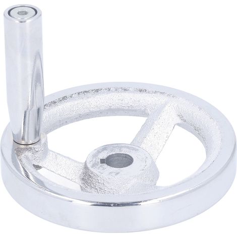 Volant à main en fonte 3 branches avec poignée tournante, diamètre 100 mm, alésage 12 mm, pour tour, fraiseuse et rectifieuse (1/5)