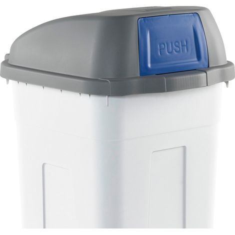 Bidone raccolta differenziata 100 litri con ruote - Fondo grigio e Coperchio a campana con sportello basculante blu - Mobil Plastic