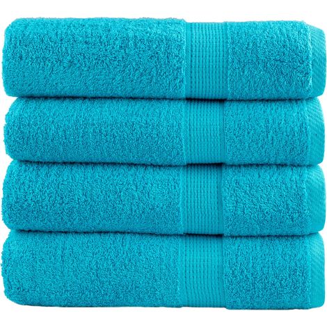Serviettes de douche haut de gamme SOLUND, lot de 4, turquoise, 70 x 140 cm, 600 g/m²