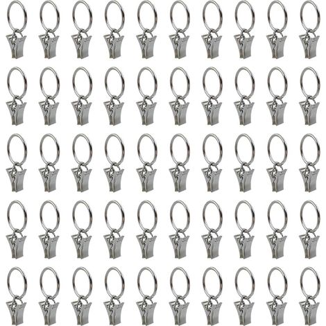 50 Pièces Anneaux Rideaux avec Pince,Pinces à Rideaux,Clip Rideau pour Rideau de Douche,pour Draperie, Pince Rideau Douche, Photo (1/5)