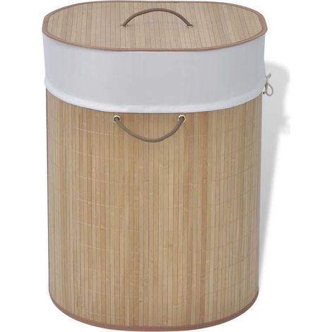 vidaXL Cesto Portabiancheria in Bambù Ovale Colore Naturale (1/5)