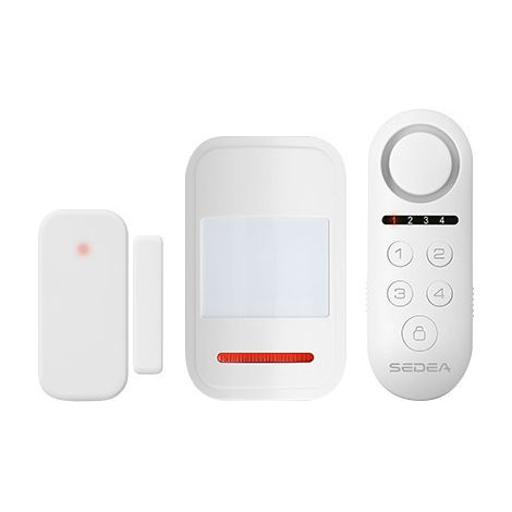 Pack alarme sans fil extensible – Sirène intégrée puissante – Détecteur de mouvement et d’ouverture – Installation rapide sans connexion réseau – Sedea
