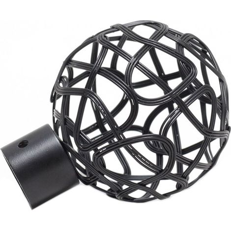 Gardinenstangen-Endstücke, 2 dekorative hohle silberne Kappen, Metall-Gardinenstangen-Endstücke, 19 mm (schwarz). (1/5)
