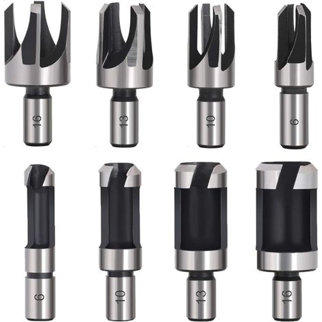 Tourillon Bois 8PCS Foret Bois Fraise à Bouchonner Bois outil de coupe bois Mèches des Bouchons Wood Plug Cutter Drill Bits 6mm /10mm/13mm/16mm Petite Fraise Bois Pour Perceuse (1/5)
