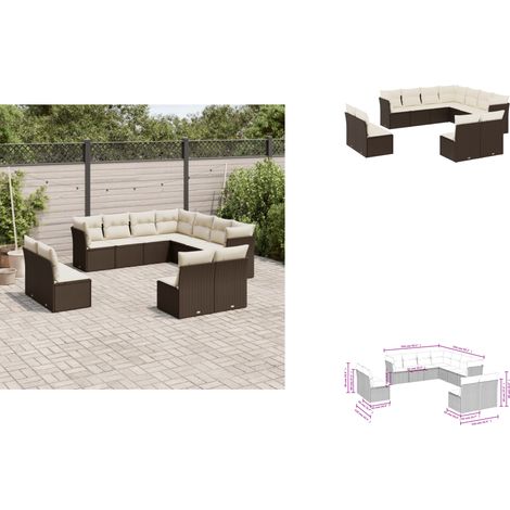 11-tlg. Garten-Sofagarnitur mit Kissen Braun Poly Rattan - Gartensorte - Gartenmöbelset - PE-Rattan Möbel - Outdoor Sofa - Lounge Set (1/3)