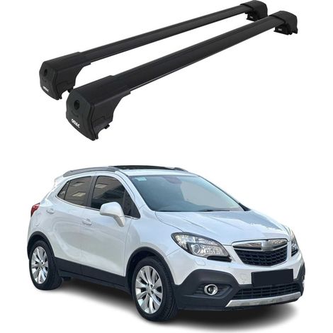 OMAC Barres de toit en aluminium pour Opel Mokka I 2012-2019 – City Crash – ISO/PAS 11154:2006 – Antivol inclus – Charge max 75 kg – 2 barres Noir (1/4)