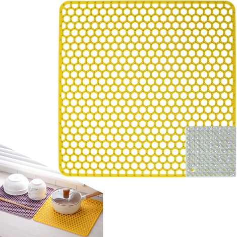 Jaune Tapis de Protection Silicone pour Évier Cuisine, 30.530.5cm, avec Brosses Nettoyage, Pliables Résistants à la Chaleur Antidérapants - 34.5x34.5cm'Parent'-'34.5x34.5cm Jaune (1/5)
