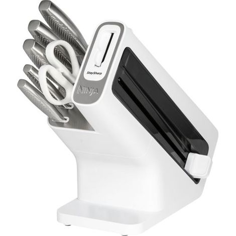 Ninja Foodi StaySharp K62006EUWH Messerset 6-teilig mit Messerblock und integriertem Schärfer, Weiß (1/7)
