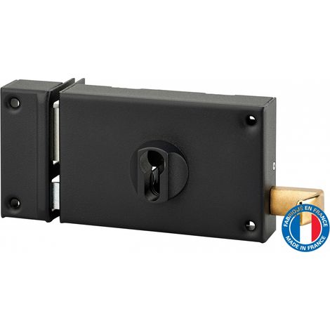 Thirard – Boitier serrure en acier embouti 140x88mm – Pêne dormant 1/2 tour – Carré de fouillot 6mm – Finition époxy noir
