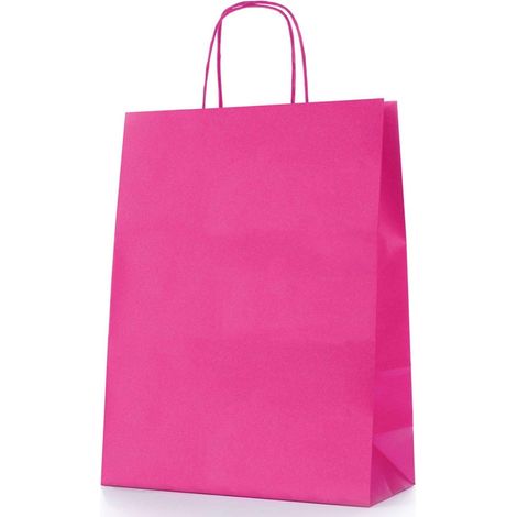 Trade Shop - GESCHENKTÜTEN UMSCHLAG 6 STÜCK SHOPPER CC.3985 FUCHSIA PAPIER 36X21X11CM TASCHE -