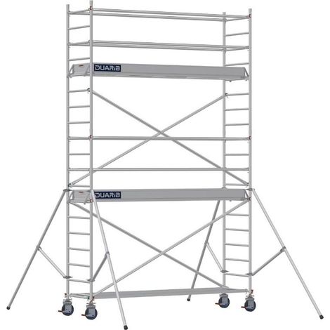 DUARIB - Échafaudage roulant aluminium Docker – Version lisses – Largeur 85 cm – Hauteur max 11,90 m – Longueur 2,05 / 2,54 / 2,95 m - Hauteur de plateau 3,9 m - L 2,95 x l 0,85 m