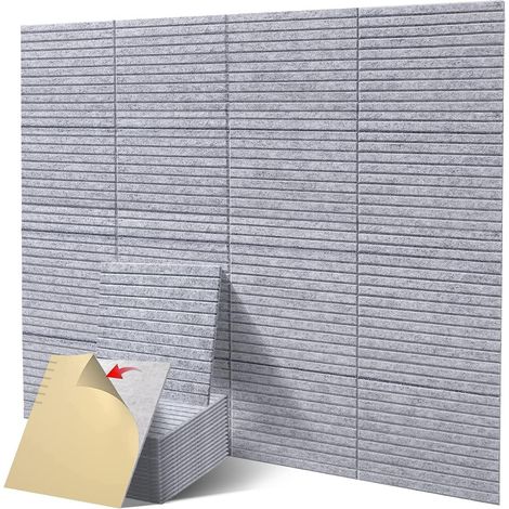 Lot de 12 panneaux acoustiques auto-adhésifs, panneaux muraux insonorisants, panneau absorbant le son en polyester haute densité, 30 x 30 x 0,9 cm (1/5)