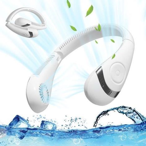1 Ventilateur de cou, 3 vitesses, Batterie 3000mAh, 80 sorties d'air,, Bureau et extérieur (1/4)