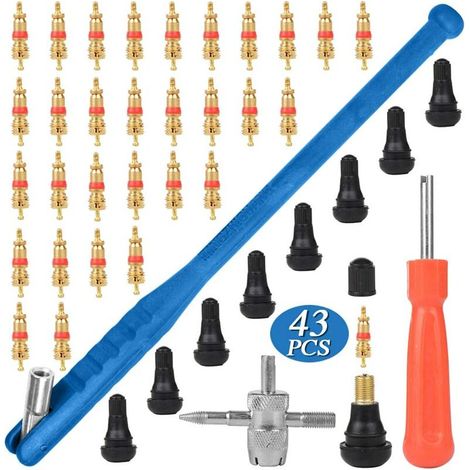43pcs Kit Outil de Tire Repair, 30pcs Valve Core, 10pcs Voiture Valve de Pneu, pour Kit Outil de Installation Réparation de Valve de Pneu (1/5)