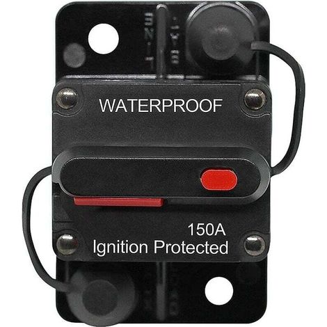 Disjoncteur de Voiture 30A - 150A, DC 12V - 48V Disjoncteur Étanche avec Réinitialisation Manuelle pour Moteur Auto Voiture Marine Bateau Vélo Stéréo Audio, 150A (1/4)