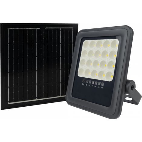 Projecteur LED solaire 50W 4000K, télécommande, IP65 Ecolight (1/5)