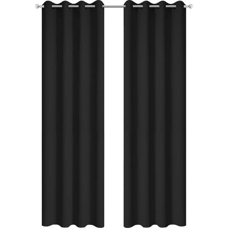 Rideaux Occultants Thermiques Rideaux de Salon - 140 x 240(Noir) noir noir, Décoration de Fenêtre Isolation Froid Draperies Lourd Laisser Tomber pour Maison Chambre