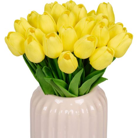 Bouquet de tulipes artificielles en hauteur chacune env. cm et 24 33,5 plastique jaune vert (1/4)