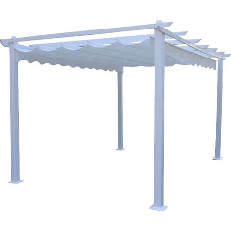 Gazebo pergola da esterno 3x3 m in alluminio e acciaio con tetto in poliestere richiudibile a carrucola Norah (1/10)