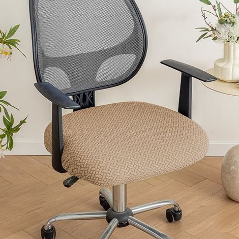 2 teilige Stretch Stuhlhussen für Bürostühle, Jacquard Gewebe, Kissenbezug für Computerstühle, mit Gurten, waschbar, zur Dekoration in Esszimmer, (1/5)