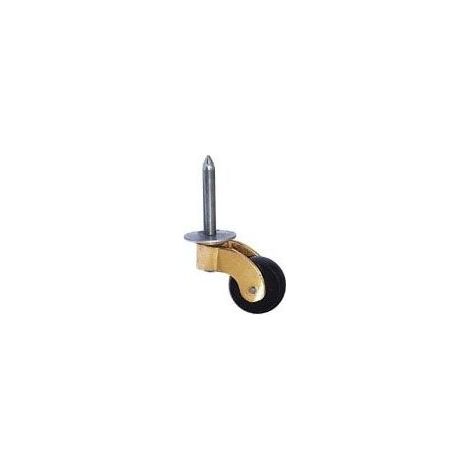 Roue de portail avec galet en nylon 18 mm – Monture en laiton – Charge maximale 100kg – Pour chantiers humides et espaces confinés (1/2)