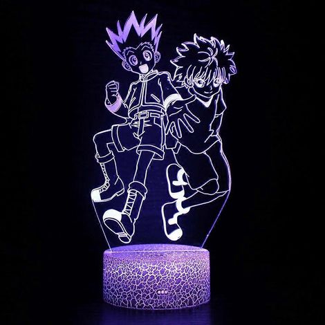 Lampe de nuit 3D inspirée du dessin animé Hunter x Hunter, idéale pour la chambre d'enfant. Lampe de bureau tactile avec télécommande et veilleuse LED, cadeau idéal pour les fans de manga.