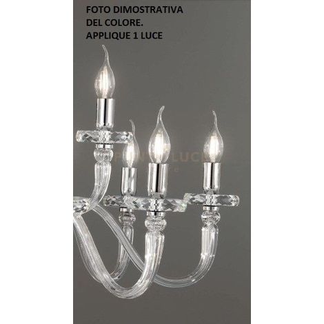 APPLIQUE BACH 1 LUCE CRISTALLO E CROMO H.36CM