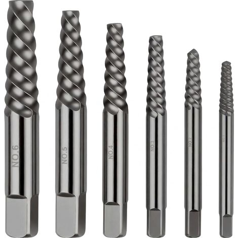 6-teiliges Schraubenausdreher-Set, Ausdreher für abgebrochene Schrauben mit Linksgewinde für maximalen Halt, Entfernungsset für beschädigte Schrauben (1/5)