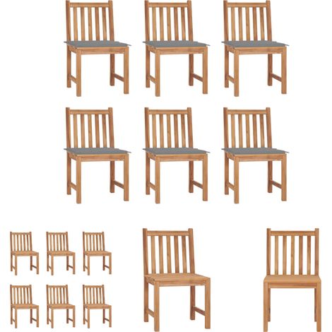 Gartenstühle mit Kissen - vidaXL Gartenstühle 6 Stk. mit Kissen Massivholz Teak - Holzstühle Außen (1/5)