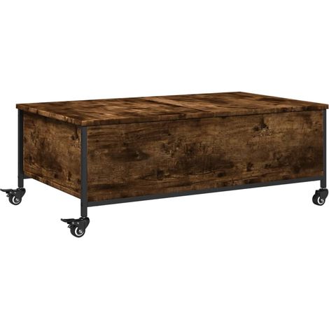 Table basse，Table d'appoint，Table de Salon avec roulettes chêne fumé bois d'ingénierie CFW97246 (1/5)